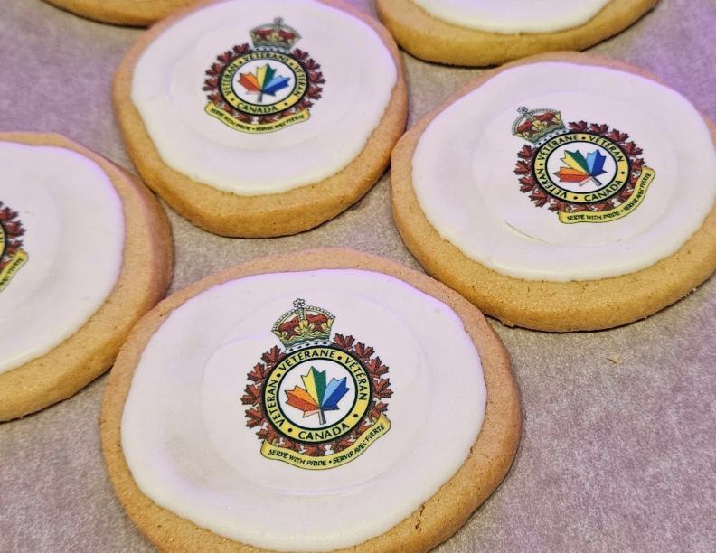 Rainbow Veterans Of Canada Badge On Celebration Cookies